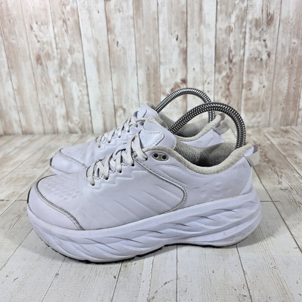 Hoka One One Bondi SR White Leather Walking Shoes 1110521 WHT Womens 5.5 - Picture 4 of 8